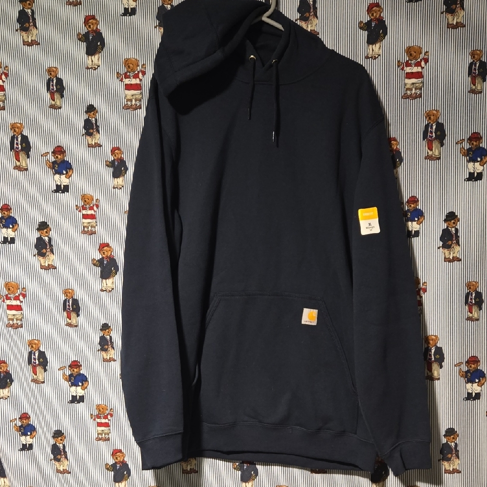 Men's Carhartt Navy Blue Outdoor Hoodie Loose Fit XL TALL Middleweight
